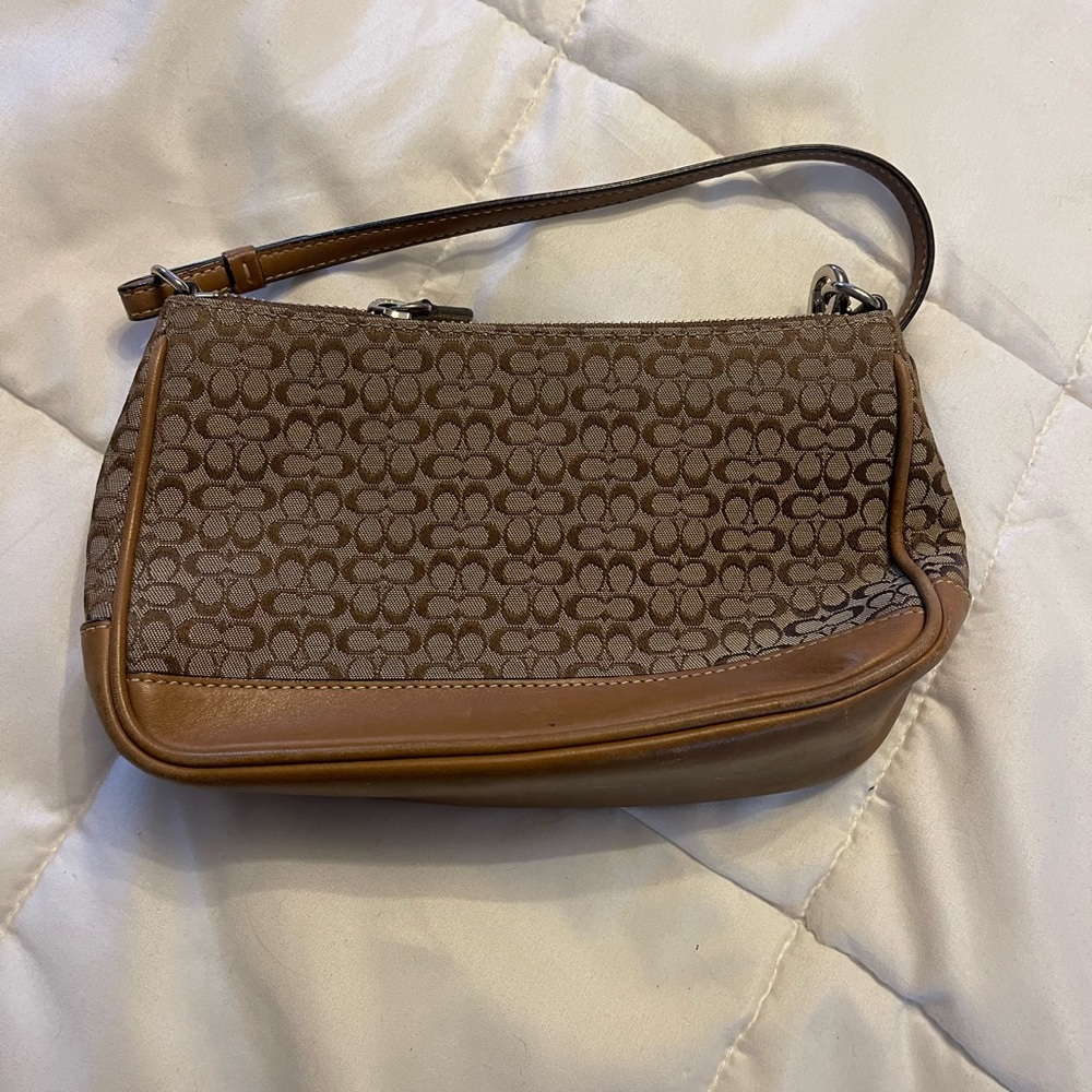 Coach Tan and Brown Signature C Demi Pochet  #6622